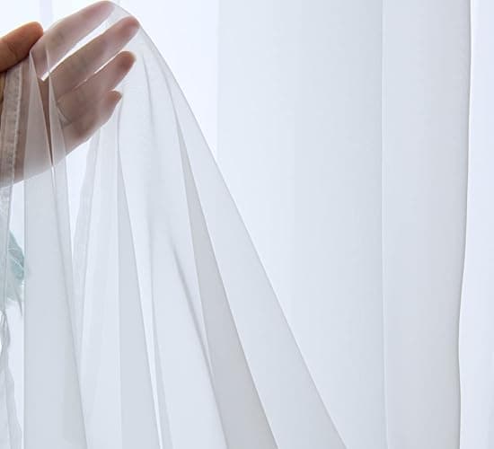PI Sheer White Curtains 84 Inch Length, Solid Voile with Grommet Top for Living Room/Bedroom (W52 X L84 Inch, 2 Panels)… - Optical White - 52"W x 84"L (Pack of 2) thumbnail 3