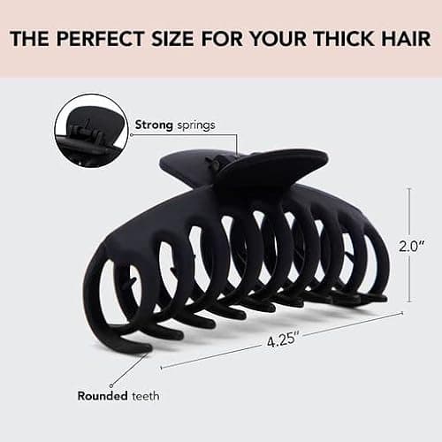 Kitsch Large Hair Clips For Women - Durable Recycled Plastic Claw Clips for Styling & Updos | Secure All-Day Hold, Comfortable Fit - Black & Tortoise | Ideal Gifts for Women, 2pcs thumbnail 2