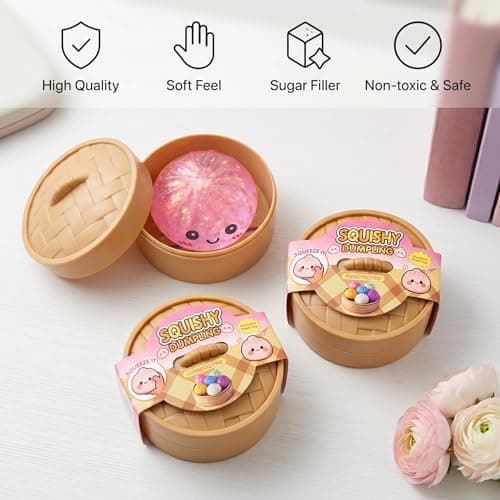6 Pack Dumpling Stress Balls Squishy Toys, Colorful Dumplings with Mystery Box, Stress Relief Sensory Fidget Toys for Kids & Adults Gifts, Party Favors, Goodie Bag Stuffers thumbnail 3