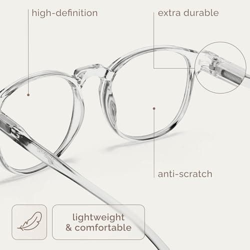 IBOANN Blue Light Blocking Glasses Women/Men, Round Fashion Retro Frame, Vintage Fake Eyeglasses with Clear Lens thumbnail 6