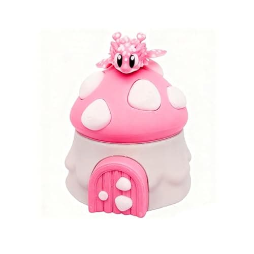 3D Printed Cute Mushroom House + Mushroom Dragon Toy Set,Cute Figurine Desktop Decorative Sculpture Ornament (Pink) - Image 1