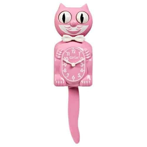 Kit Cat Klock® Limited Edition Pink Satin kit - Iconic Retro Cat Clock with Moving Eyes and Tail, Battery Operated Wall Clock, Made in USA, Perfect for Home Decor, Mid-Century Modern Clock - Pink - Image 1