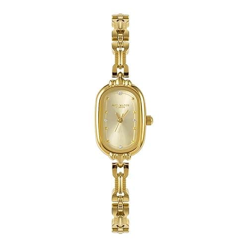 CARLIEN Women Vintage Petite Bracelet Gold Dainty Watch Small Oval Analog Quartz Watch Luxury Waterproof Ladies Diamonds Wristwatch - Gold