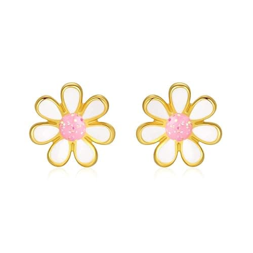 Onnzin Titanium Daisy Flower Earrings,Hypoallergenic Earrings for Sensitive Ears,Pure Titanium Implant Grade Stud Screw Back Girls Women Teen 7mm thumbnail 9