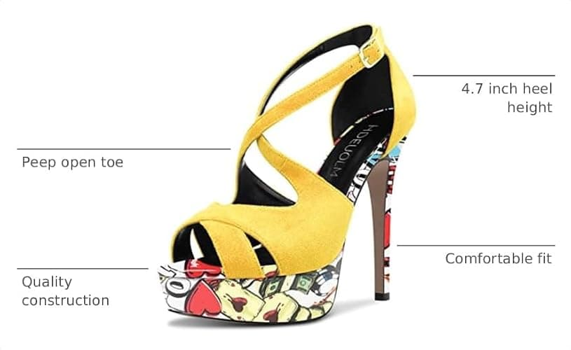 HDEUOLM Women Stiletto High Platform Heel Peep Open Toe Sandals Ankle Strap Wedding Dress 4.7 Inches Heels thumbnail 3