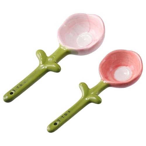 hobbyme Sunflowers Measuring Spoons and Cups Set, Cute Ceramic Measuring Spoons, Baking Sunflowers Measuring Spoon with Holder for Milk Powder Sugar Salt Wet Dry Ingredients thumbnail 6