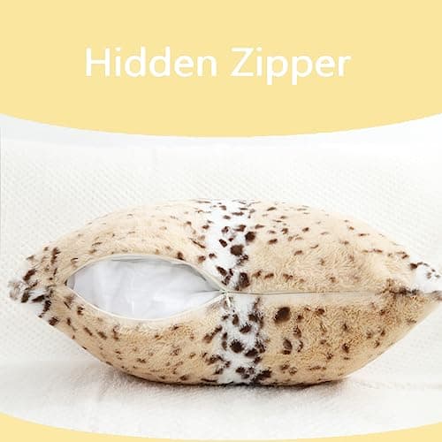 Entua Throw Pillows Covers, Fluffy Faux Fur Pillow Case Snow Leopard Cheetah Print Animal Decorative Lumbar Rectangle Cushion Cover for Couch Sofa Bedroom Living Room, 12x20, Beige thumbnail 7