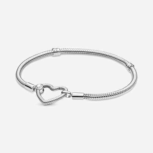 PANDORA Moments Heart Clasp Snake Chain Bracelet - Charm Bracelet for Women - Compatible Moments Charms - Gift for Her - Sterling Silver - With Gift Box thumbnail 2