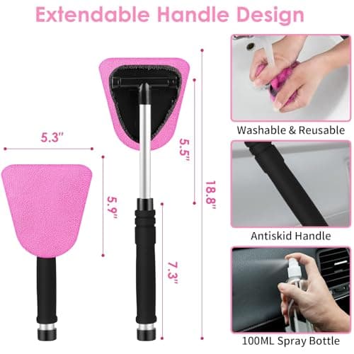 Viewsun 17pcs Car Cleaning Kit, Pink Car Interior Detailing Kit with High Power Handheld Vacuum, Detailing Brush Set, Windshield Cleaner, Cleaning Gel, Complete Auto Accessories for Women Gift thumbnail 4