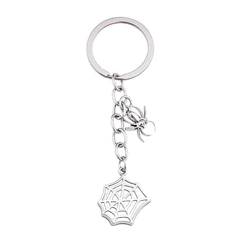Halloween Spider Keychain for Purse Backpack Accessories for Women Men Silver Spider Web Keychain Y2k Aesthetic Key Chain for Bag Handbag Keyring Cute Insect Key Ring for Car Keys Bag Charm Silver - Image 1