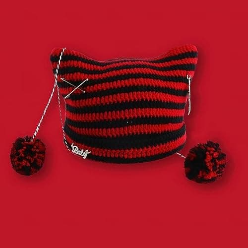 Grunge Beanies Crochet Knitted Hats for Women Girls Fox Cat Ear Goth Emo Alt Y2K Accessories Grunge Clothes thumbnail 6