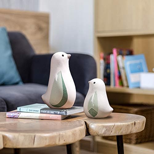 CCUUHJ Ceramic Bird Figurines Set of 2, Sage Green Modern Style Decorative Statues Ornaments for Living Room, Bedroom, Office Desktop,Cabinets (Green) thumbnail 5