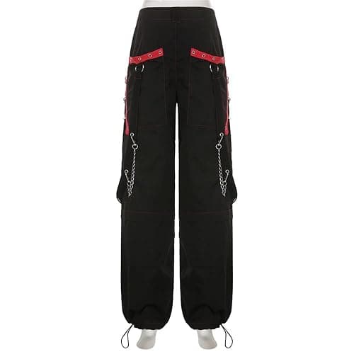 Women Y2k Pants Goth Punk Emo Baggy Bell Bottom Jeans Y2k Wide Leg Harajuku Grunge Pants Hip Hop Clothes thumbnail 6