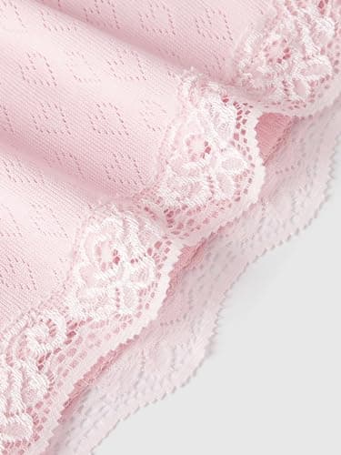 SHENHE Women's Y2K Lace Cami Coquette Bow Babydoll Top Heart Eyelet Cute Camisole Tank Top Pink Small thumbnail 5