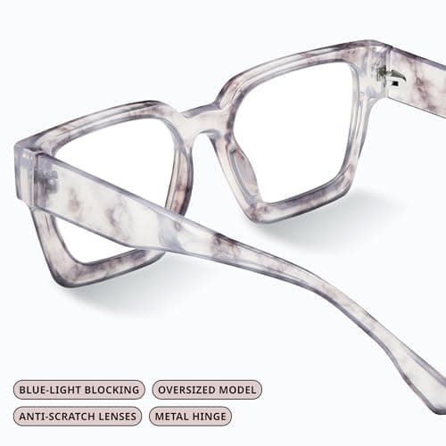 livho Oversized Blue Light Blocking Glasses for Woman - Rectangle Fashion Glasses for Computer, Chic Preppy Frame thumbnail 5