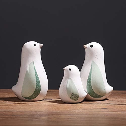 CCUUHJ Ceramic Bird Figurines Set of 2, Sage Green Modern Style Decorative Statues Ornaments for Living Room, Bedroom, Office Desktop,Cabinets (Green) thumbnail 4