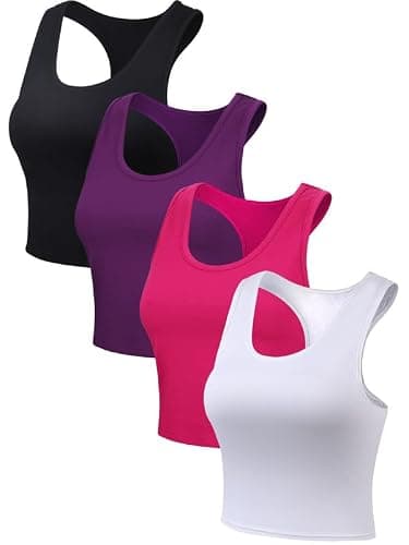 Boao 4 Pieces Basic Crop Tank Tops Sleeveless Racerback Crop Top for Women thumbnail 5