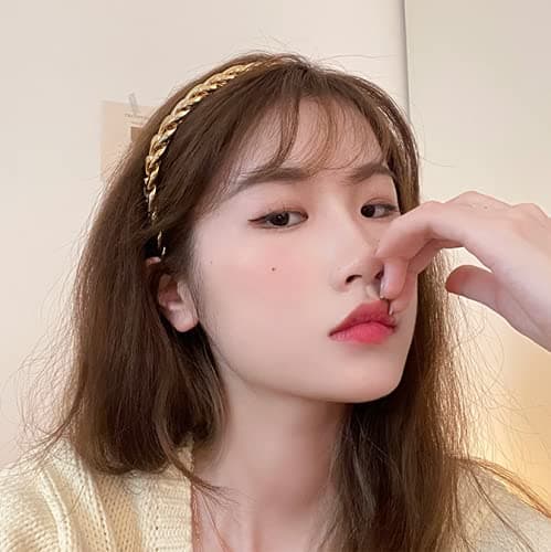 Thin Metal Headbands with Hoop Chain - Cute Headwear Hair Accessories for Women and Girls thumbnail 4