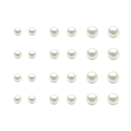 12 Pairs Black White Pearl Earrings Stud Sets thumbnail 2