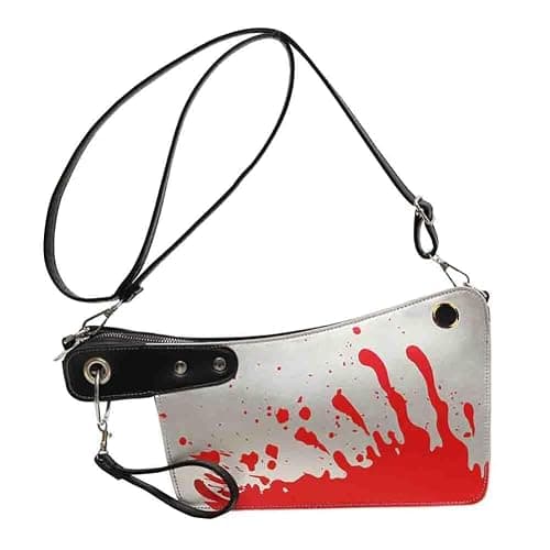 PU Leather Creative Prank Knife Shoulder Bag, Japanese Cartoon Gothic Horror Crossbody Bag, Bloody Axe Chopper Clutch Purse - Image 1
