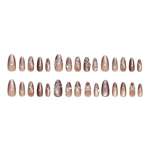 QQPPOLIU Medium Press on Nails Almond Fake Nails with Design Fall Glue on Nails for Women and Girls Pattern 15 thumbnail 5