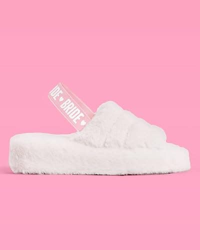 xo, Fetti Bride Strap Slippers, Fur, Bachelorette Party Decorations, Wedding Day Sandals, Bridesmaid Gift, Bridal Shower Party Favor thumbnail 8