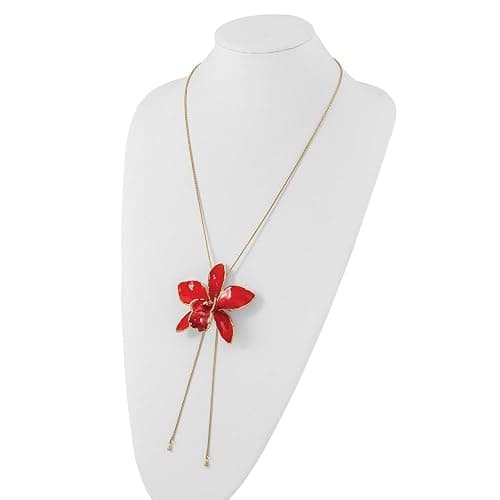 Auriga Fine Jewelry 24K Gold-trim Lacquer Dipped Multi-Color Real Cattleya Orchid Slip-on Adjustable Gold-tone Necklace thumbnail 3