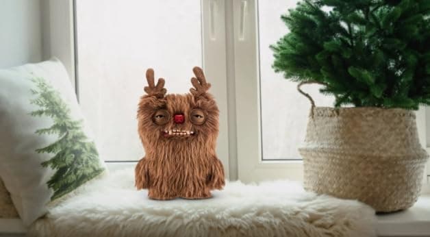 ZURU Fuggler Festive Fuggs 9 inch Soft Plush, Ugly Monster Stuffed Animal Toy with Human-Like Teeth, Multicolored Holiday Theme (Reindeer) thumbnail 2