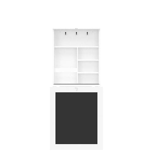 Tangkula Foldable Wall-Mounted Desk, Floating Desk with Chalkboard, Storage Shelves & Hooks, Space-Saving Murphy Table for Home Office, Bedroom, Dorm Room, Small Spaces thumbnail 5
