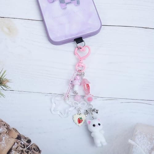 Ruittos 4PCS Cute Phone Charms Aesthetic Y2K Cell Phone Charms Strap Pink Strawberry Butterfly Star Charm Y2K Accessories for iPhone Bag Keychain Airpods Camera Pendants Decor (Style 7, 2) thumbnail 3