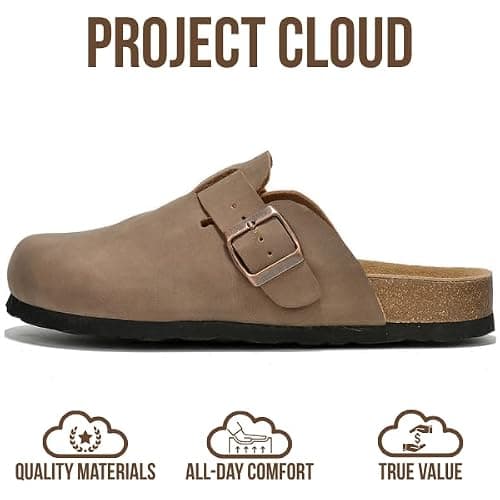 Project Cloud Genuine Leather Footbed Clogs for Women - Memory Foam Arch Support Slippers for Women - Trendy Slip-ons Women's Mules & Clogs Sandals (Benton) thumbnail 3