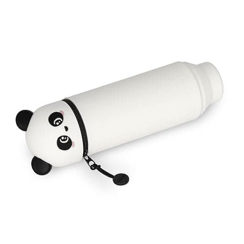 Legami - Estuche escolar Kawaii 2 en 1 de silicona blanda, tema Panda, portabolígrafos de mesa, cremallera, lápices de colores rotuladores, H 18,5 cm thumbnail 3