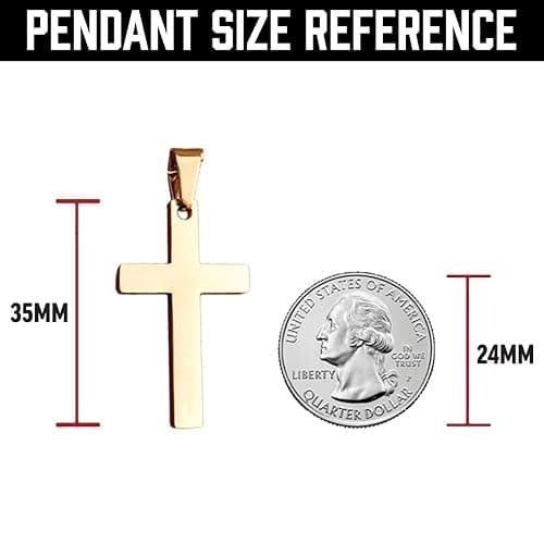 Elite Athletic Gear Hockey Cross Pendant With Chain Necklace - 14K Gold Plated Stainless Steel thumbnail 4