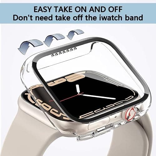 Unnderwiss 2 Pièces Transparent PC Coque Compatible avec Apple Watch Serie Watch 40mm Series 6 5 4 Se avec Protection ecran en Verre Trempé,HD Clair Ultra Mince Anti-Choc Protection iWatch (40mm) thumbnail 4