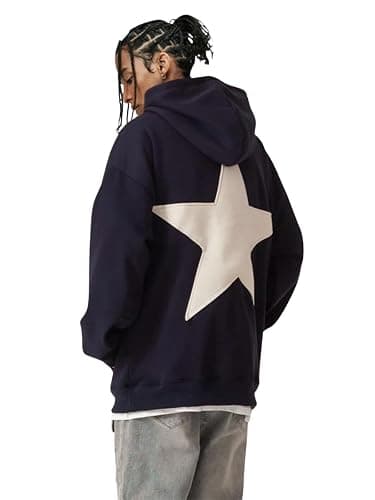 Aelfric Eden Star Hoodies Y2k Oversized Graphic Hoodies Aesthetic 90s Crewneck Sweatshirt Long Sleeve Pullover Tops - X-Small - Navy Blue thumbnail 2