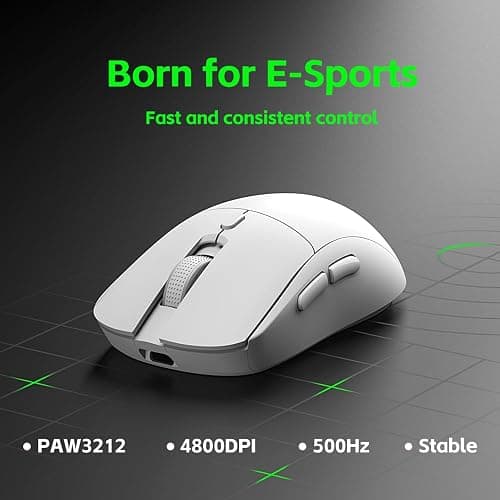 LORERAN Bluetooth Wireless Mouse, 3 Modes Bluetooth 5.0 & 3.0 2.4G Wireless Portable Optical 4800 DPI Mouse with USB Nano Receiver,for Laptop, MacBook Pro Air, PC, Computer (White) thumbnail 2