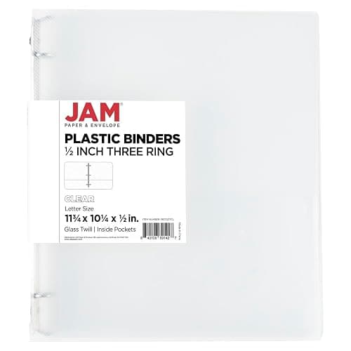 JAM PAPER Plastic 0.5 inch Binder - Clear 3 Ring Binder - Sold Individually thumbnail 8