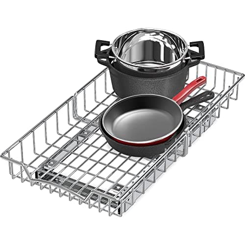 SimpleHouseware Pull Out Cabinet Shelf Organizer, Chrome - Image 1
