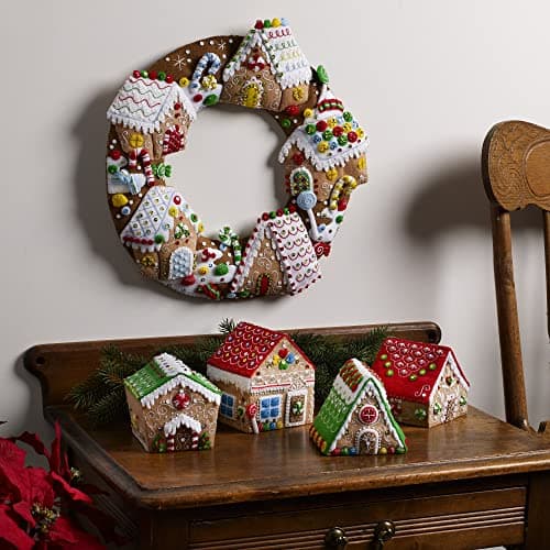 Bucilla Felt Applique 4 Piece Ornament Making Kit, Gingerbread Christmas, Perfect for DIY Arts and Crafts, 89383E thumbnail 2
