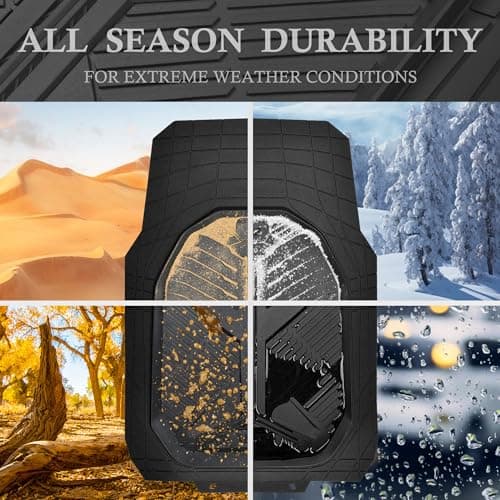 CAR PASS Heavy Duty Rubber Car Mats with Cargo Liner, Deep-Dish Car Floor Mats and Trunk Mat All Weather, Universal Trim-to-Fit for SUVs Trucks Sedans, Waterproof Anti-Slip, Trimmable V12 Black thumbnail 3