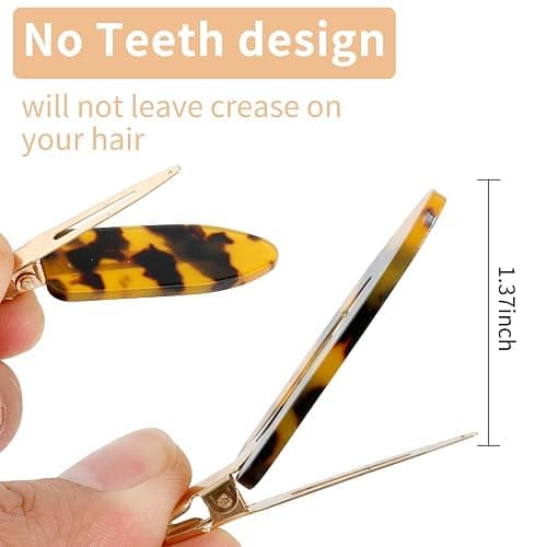 Canitor No Bend Hair Clips - Women's Resin Flat Tortoise Shell Clips for Hairstyling, Makeup, and Salon (4Pcs) thumbnail 6