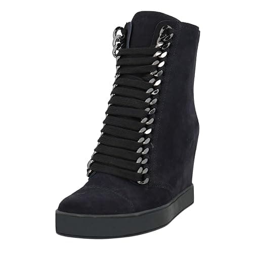 FSJ Women Wedge Heel Platform Ankle Boots Chain Lace-up Chunky Combat Booties Round Toe Pumps Zipper Fashion Sneakers Size 4-16 US - Image 1