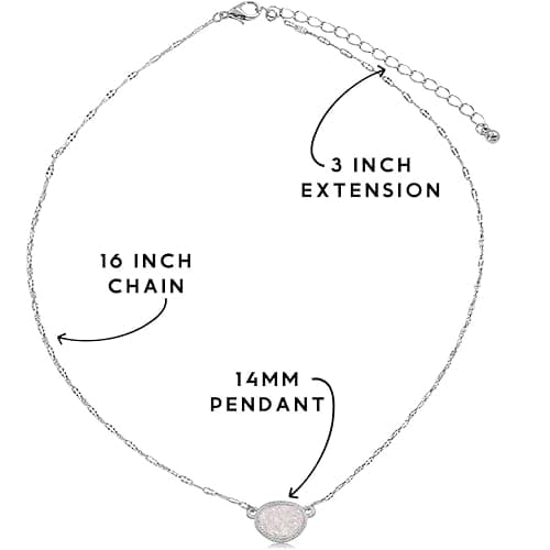 Humble Chic NY Simulated Druzy Pendant Necklace for Women with Sparkly Oval Stone - Gold, Silver, or Rose Gold Tone Chain - 16" with 3" Extender thumbnail 4