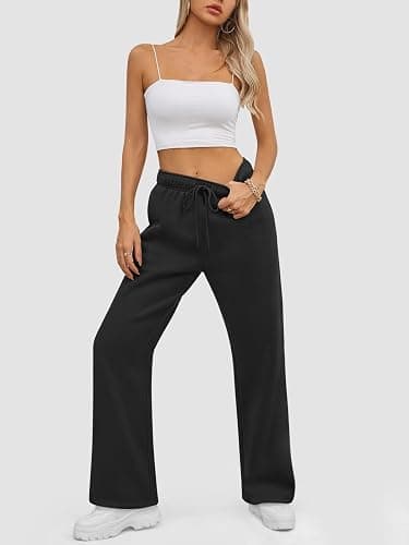 ATHMILE Womens Sweatpants 2025 Baggy Wide Fleece Lined Straight Leg Pants - XX-Large - Black thumbnail 6