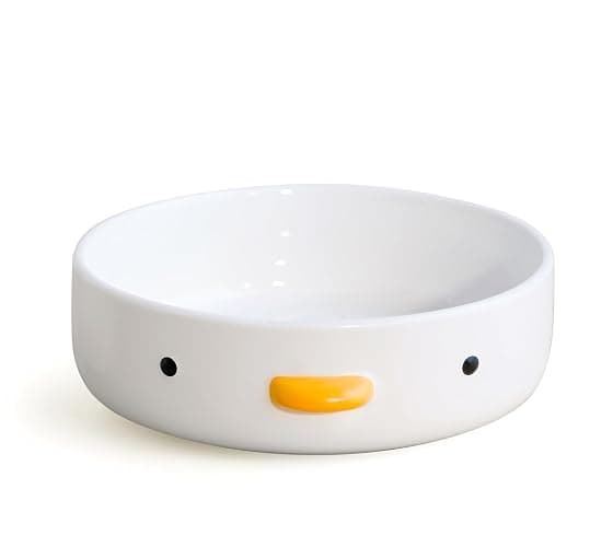 PURROOM Cute Duck 8.6'' Fruit Bowl, Handmade Glaze Large Ceramic Salad Plate, Flat Bottomed Bowl, Home Family, Friend. - Image 1