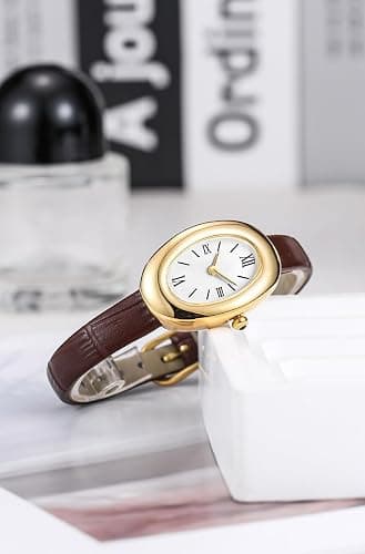 MASTOP Bracelet Watch for Women - Elegant 24mm Oval Dial Bangle Watch - Gold Jewelry Style Quartz Wristwatch - Gift for Her thumbnail 2