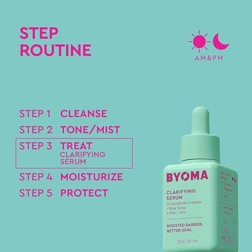 BYOMA Clarifying Serum - Barrier Repair Serum - Clarifying Facial Serum for Acne Prone Skin - Calming Face Serum with Ceramides, Blue Tansy, PHA & Zinc - Balanced & Healthy Skin - 1.01 fl. oz thumbnail 6