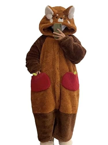 ZITEZHGO Cute Wearable Blanket Hoodie for Adult Women Men Kawaii Animal Fun Blanket Carpet Warm Cozy Hoodie Blanket Pajamas (Red Panda,XL) - Image 1