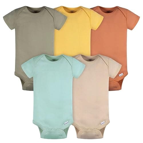 Gerber baby-boys 5-pack Short Sleeve Variety Onesies Bodysuits - 0-3 Months - Multi Solids
