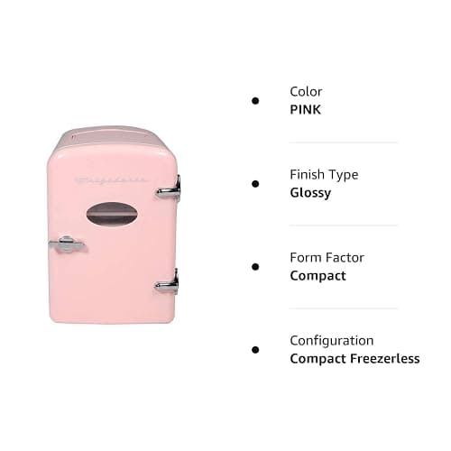 Frigidaire EFMIS175-PINK Portable Mini Fridge-Retro Extra Large 9-Can Travel Compact Refrigerator, Pink, 5 Liters & EFMIS129-WHITE 6 Can Beverage Cooler, White,4 Liters thumbnail 4
